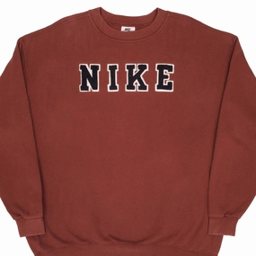 VINTAGE NIKE SPELLOUT BURGUNDY SWEATSHIRT 1990S SIZE XL MADE IN USA Outdoor Fit