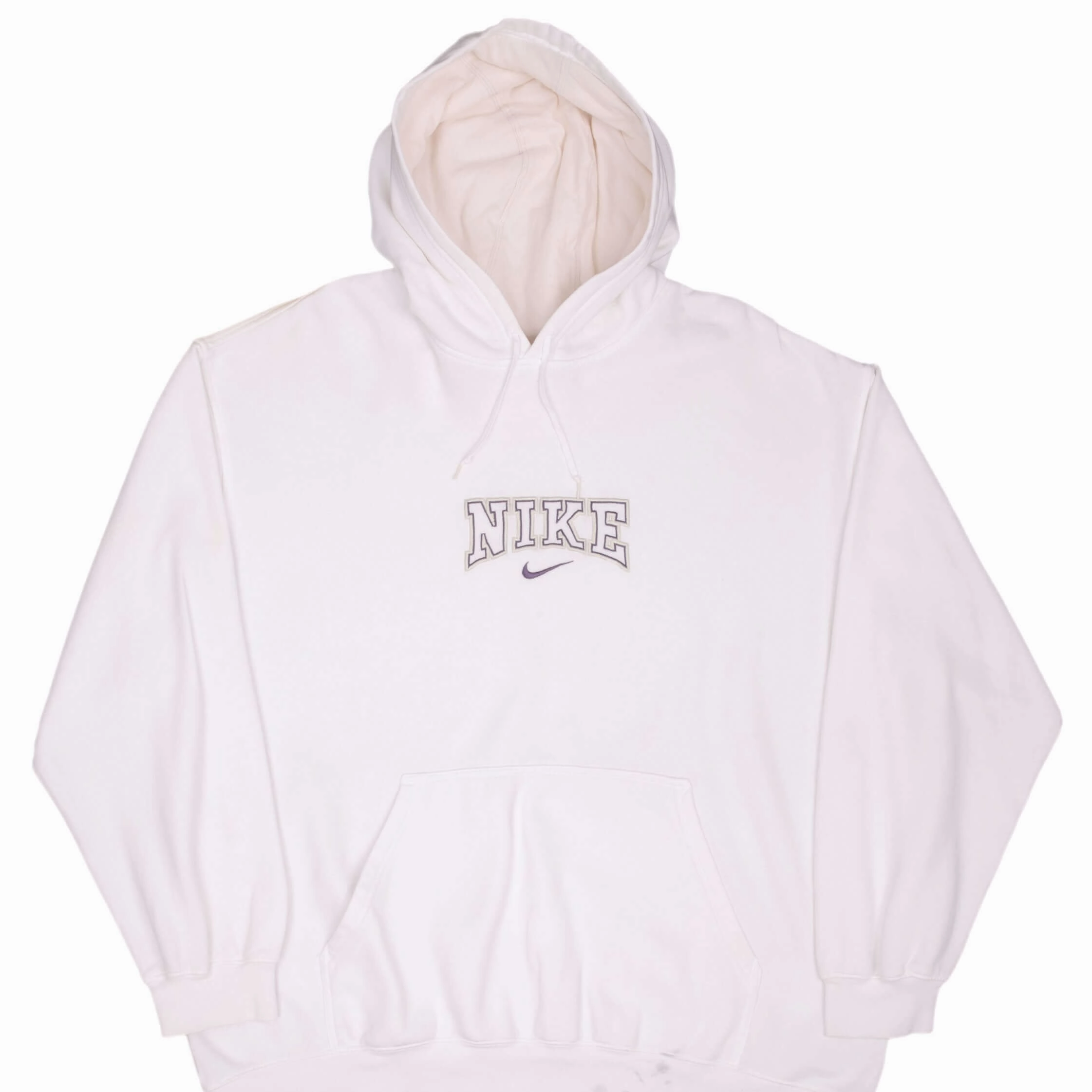 VINTAGE NIKE SPELLOUT CENTER SWOOSH WHITE HOODIE SWEATSHIRT 2000S SIZE XL Graphic Art Breathable fabric