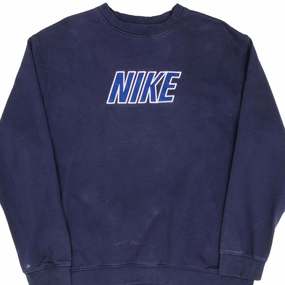 Floral Print VINTAGE NIKE SPELLOUT NAVY BLUE SWEATSHIRT 2000S SIZE XL
