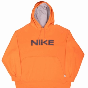VINTAGE NIKE SPELLOUT ORANGE HOODIE SWEATSHIRT 2000S SIZE 2XL tribal print