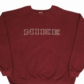 Smart Casual VINTAGE NIKE SPELLOUT SWOOSH BURGUNDY SWEATSHIRT 1990S 2XL MADE IN USA