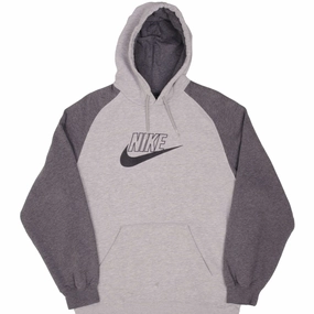 VINTAGE NIKE SPELLOUT SWOOSH GREY HOODIE SWEATSHIRT 2000S SIZE LARGE kids