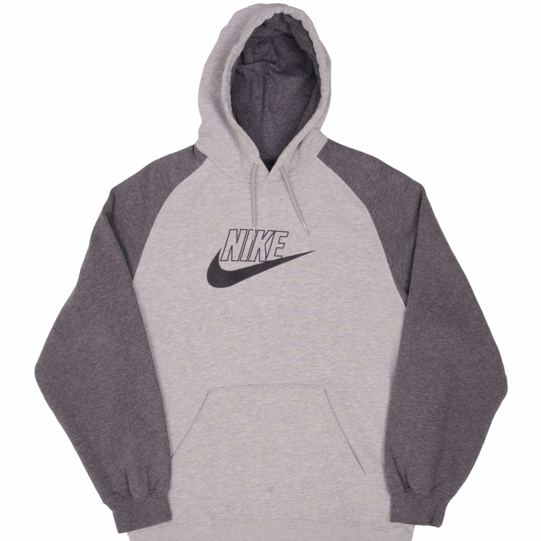 VINTAGE NIKE SPELLOUT SWOOSH GREY HOODIE SWEATSHIRT 2000S SIZE LARGE kids