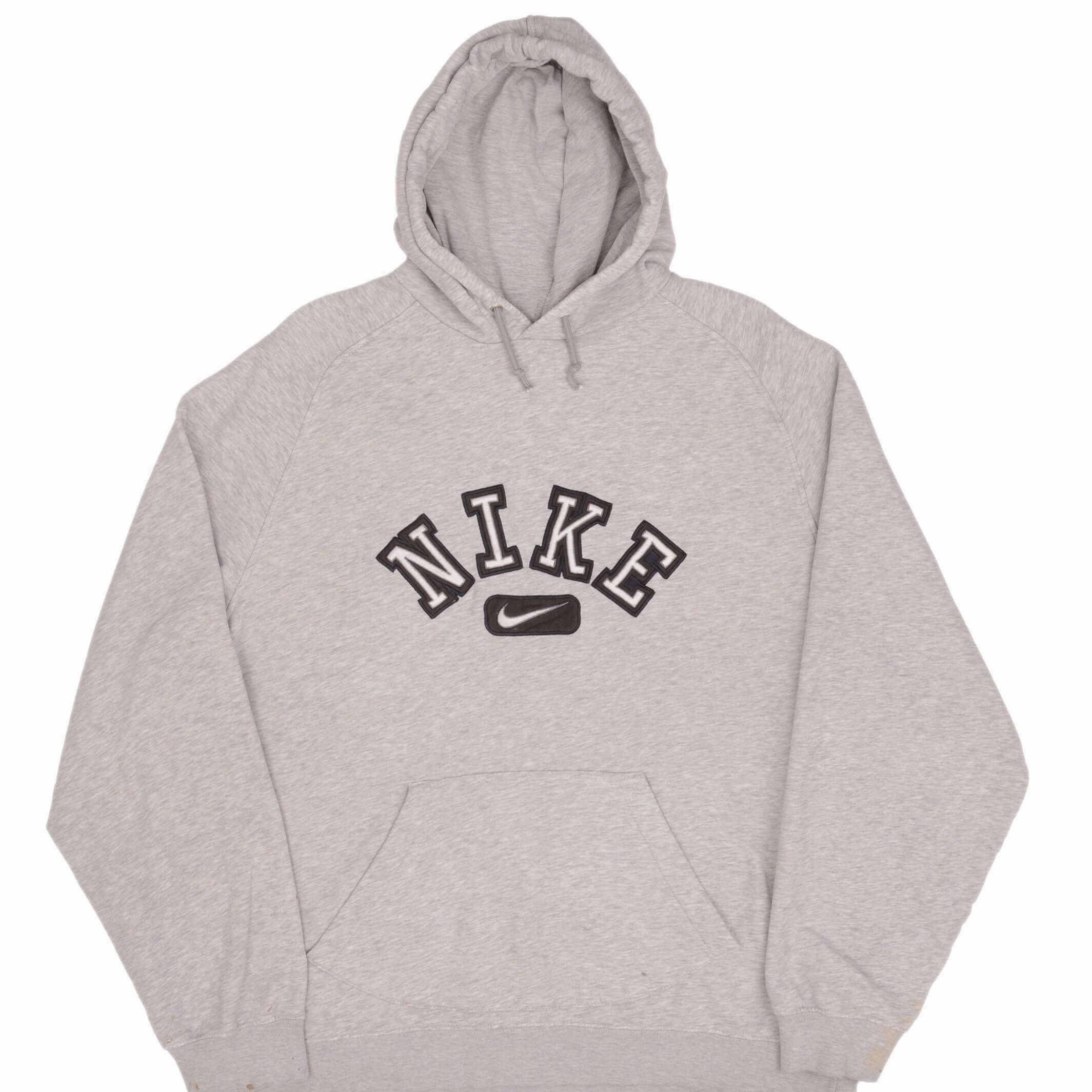 Smart Design Spring Wear VINTAGE NIKE SPELLOUT SWOOSH GREY HOODIE SWEATSHIRT 2000S SIZE XL