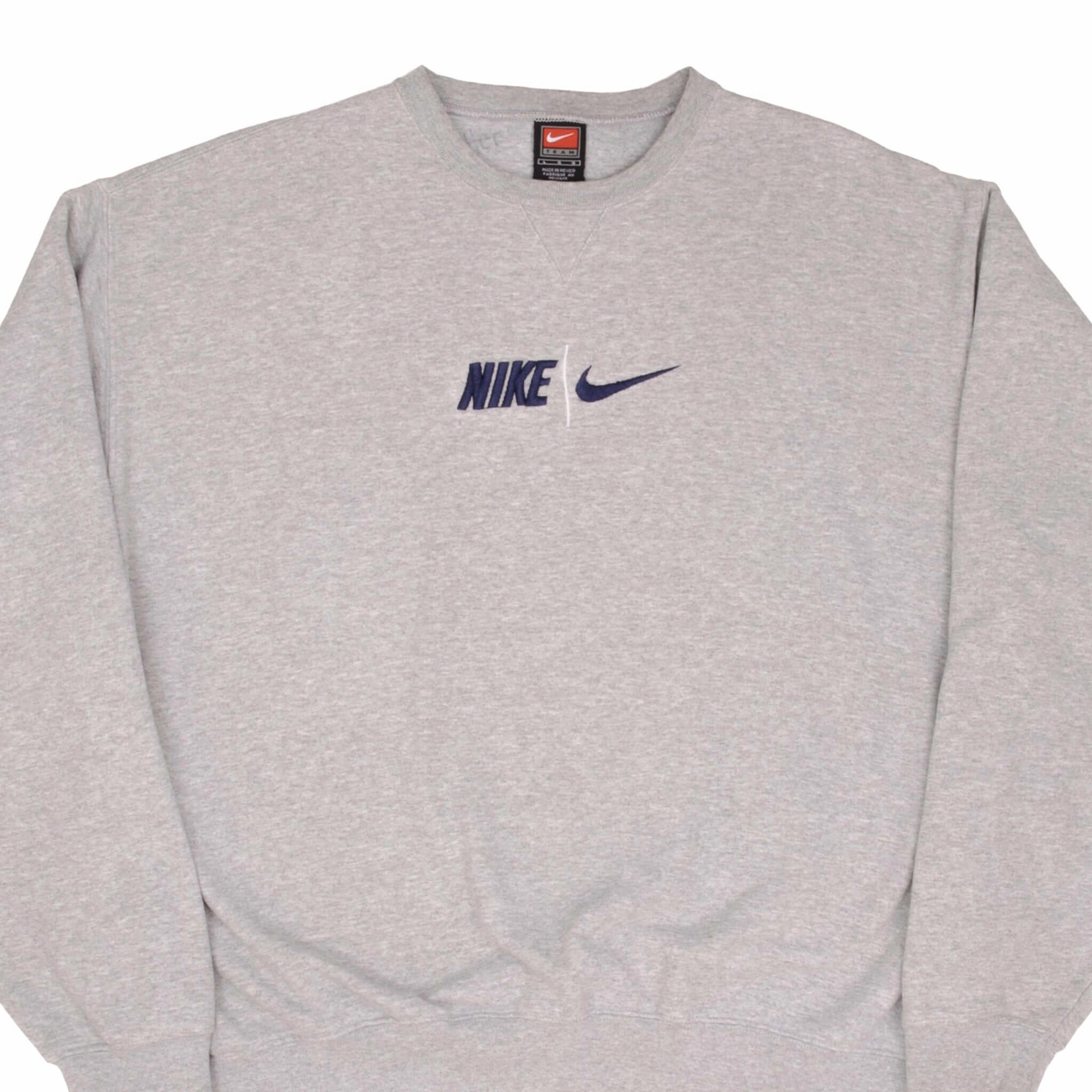 Unisex Apparel Quilted Lining VINTAGE NIKE SPELLOUT SWOOSH GREY SWEATSHIRT 1990S SIZE LARGE