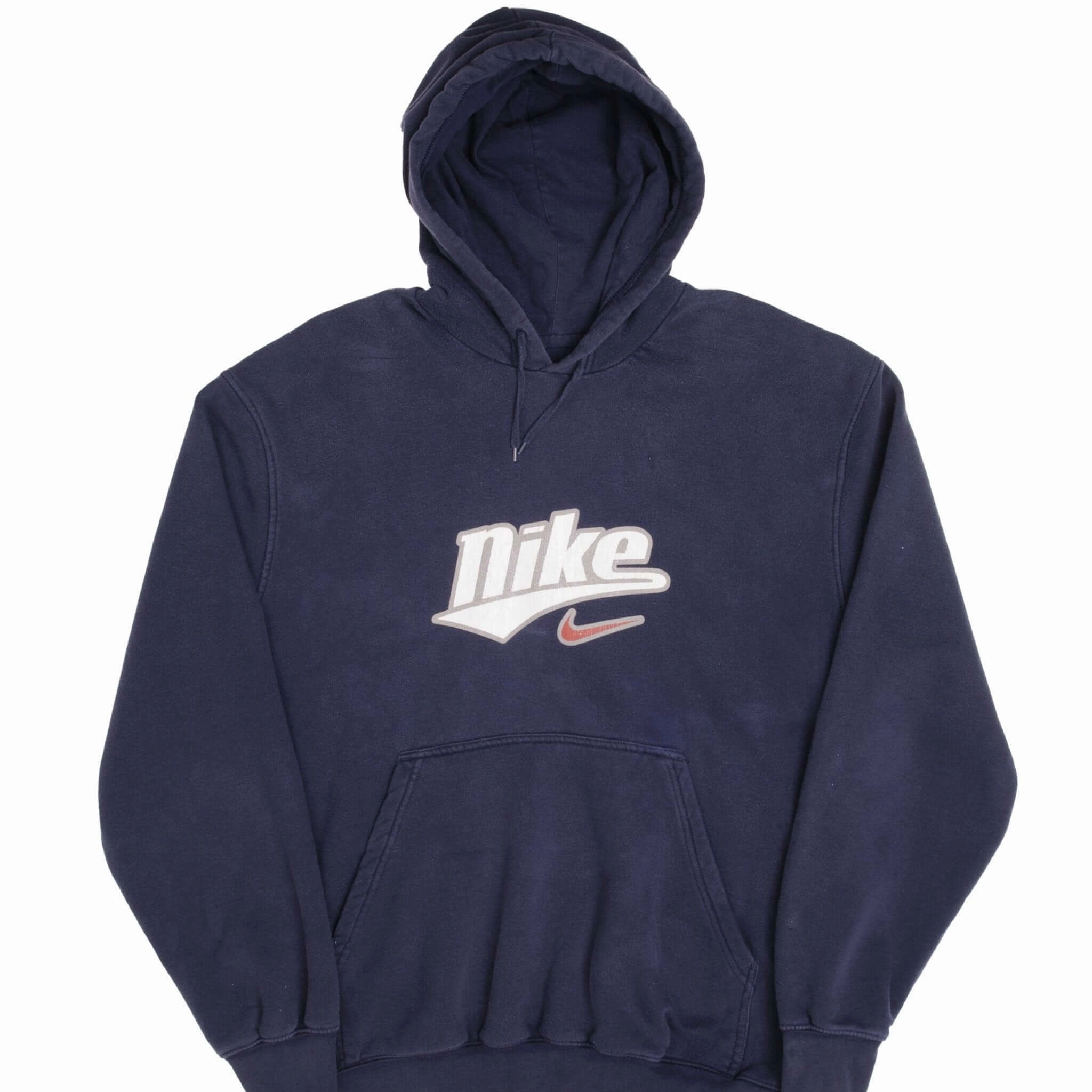 VINTAGE NIKE SPELLOUT SWOOSH NAVY BLUE HOODIE SWEATSHIRT 2000S SIZE XL product weekend wear comfort Everyday Look