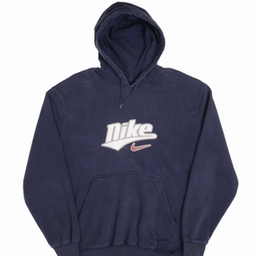 VINTAGE NIKE SPELLOUT SWOOSH NAVY BLUE HOODIE SWEATSHIRT 2000S SIZE XL product weekend wear comfort Everyday Look