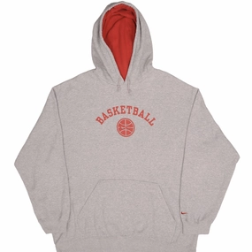 Easy Look VINTAGE NIKE SWOOSH BASKETBALL GREY HOODIE SWEATSHIRT 2000S SIZE XL