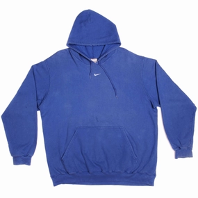 VINTAGE NIKE SWOOSH HOODIE BLUE SWEATSHIRT LATE 90s SIZE XL Brunch Style Weekend Chic