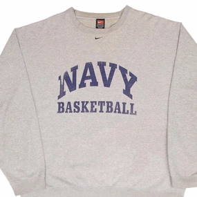 Night Out VINTAGE NIKE US NAVY BASKETBALL SPELLOUT GREY SWEATSHIRT 1990S SIZE 2XL