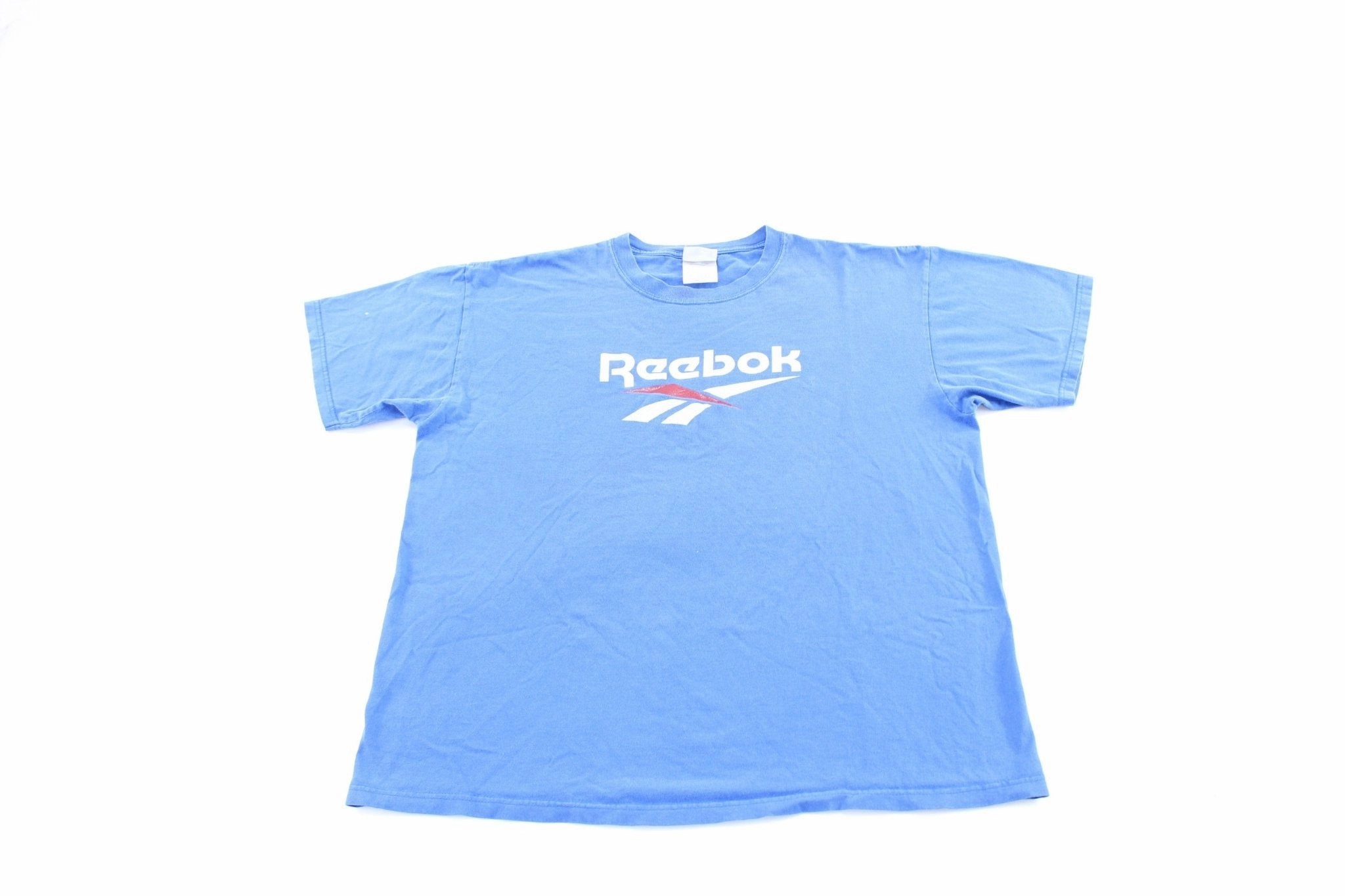 Vintage Wash anti static coating Vintage Reebok Logo Blue T-Shirt