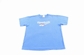 Vintage Wash anti static coating Vintage Reebok Logo Blue T-Shirt