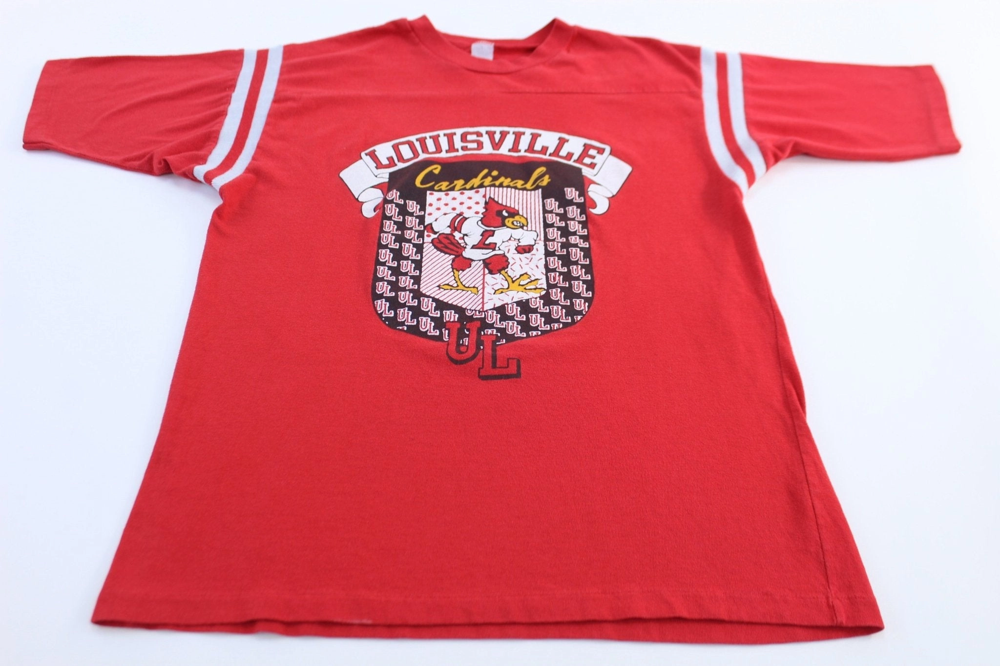 Vintage University of Louisville Cardinals Striped T-Shirt Soft Fit Wear Flexible Waist
