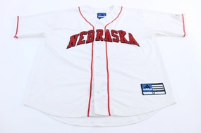 Seamless Knit Construction Vintage University of Nebraska Embordered Adidas Baseball Jersey
