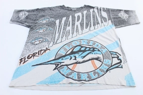 1991 Florida Marlins Baseball All Over Graphic T-shirt Stylish Everyday Wear Casual Layers