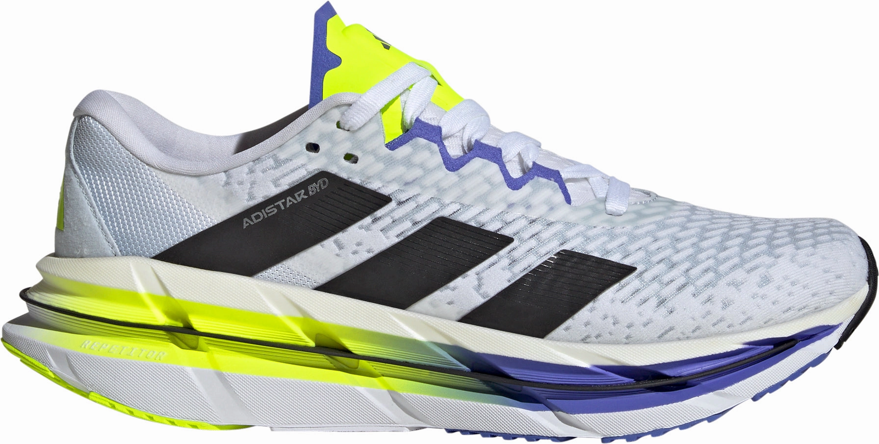 adidas Adistar BYD Mens Running Shoes - White Stripe single - purpose shoes