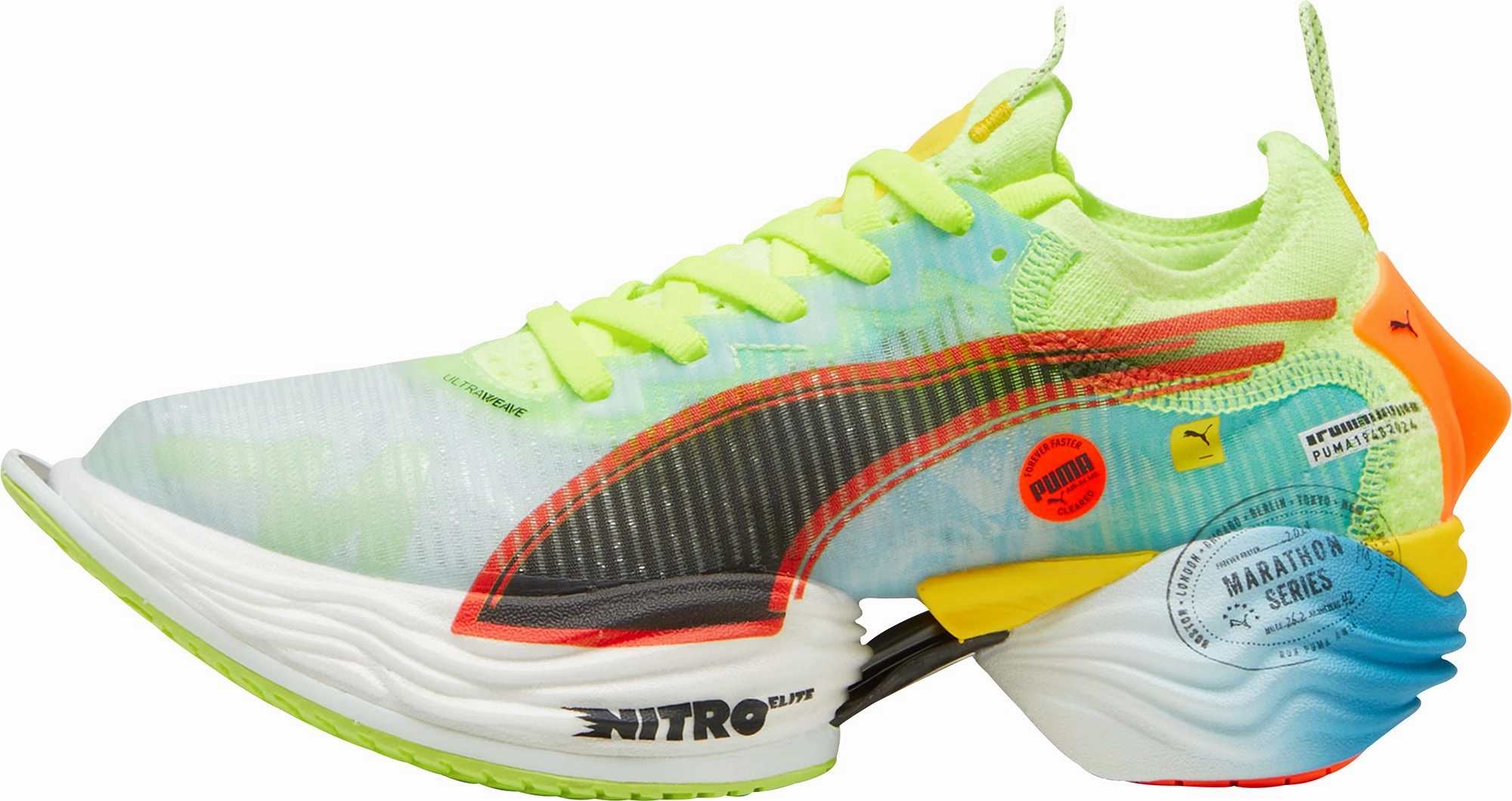 Puma Fast-R Nitro Elite 2 Womens Running Shoes - Green running on a clay track shoes Fast - paced