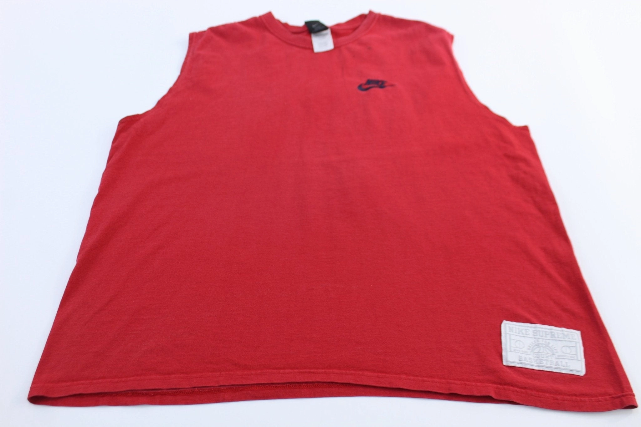 Soft Layers Comfort Stretch Fit 2000's Nike Embroidered Swoosh Logo Red Basketball Tank Top