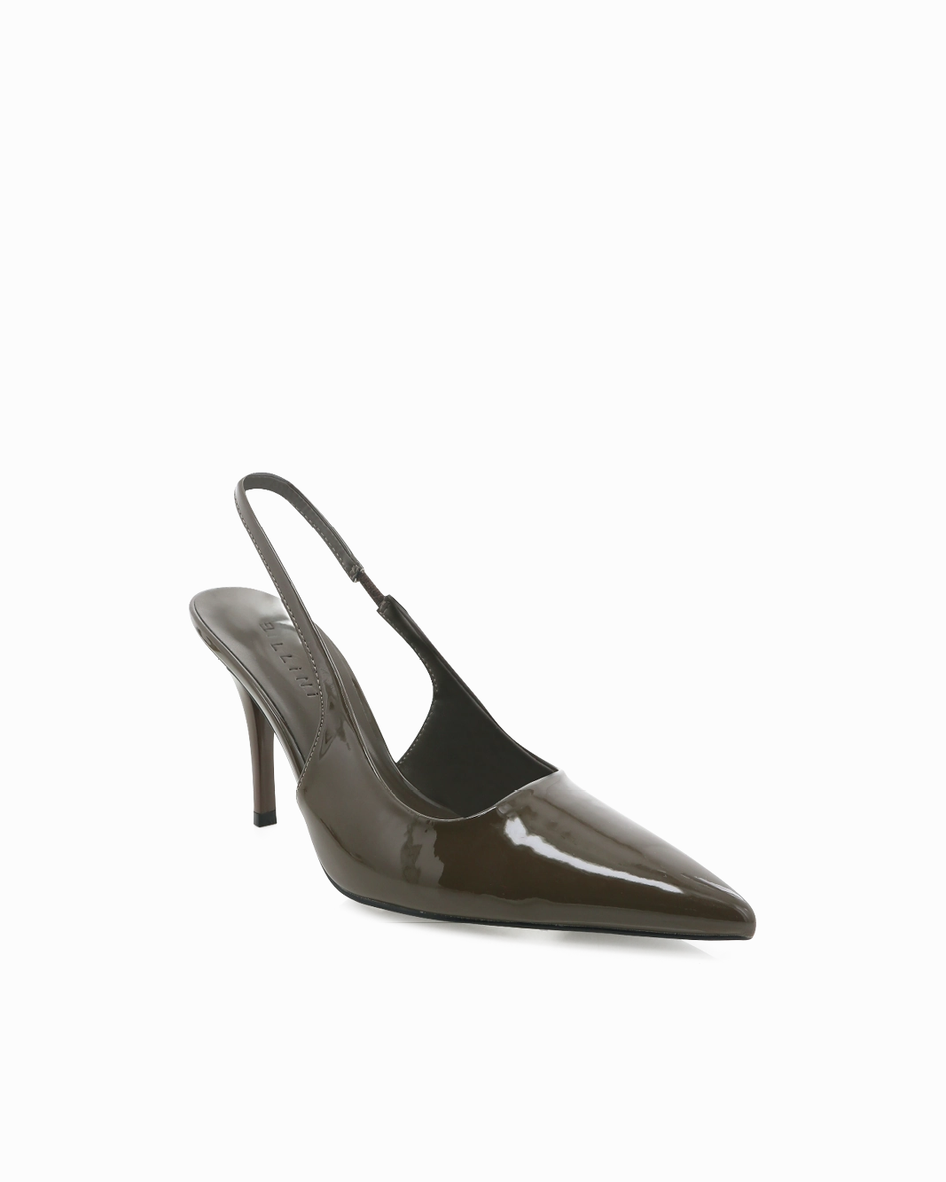 VALASCA - OLIVE PATENT Open Back Heeled Sandals High Density