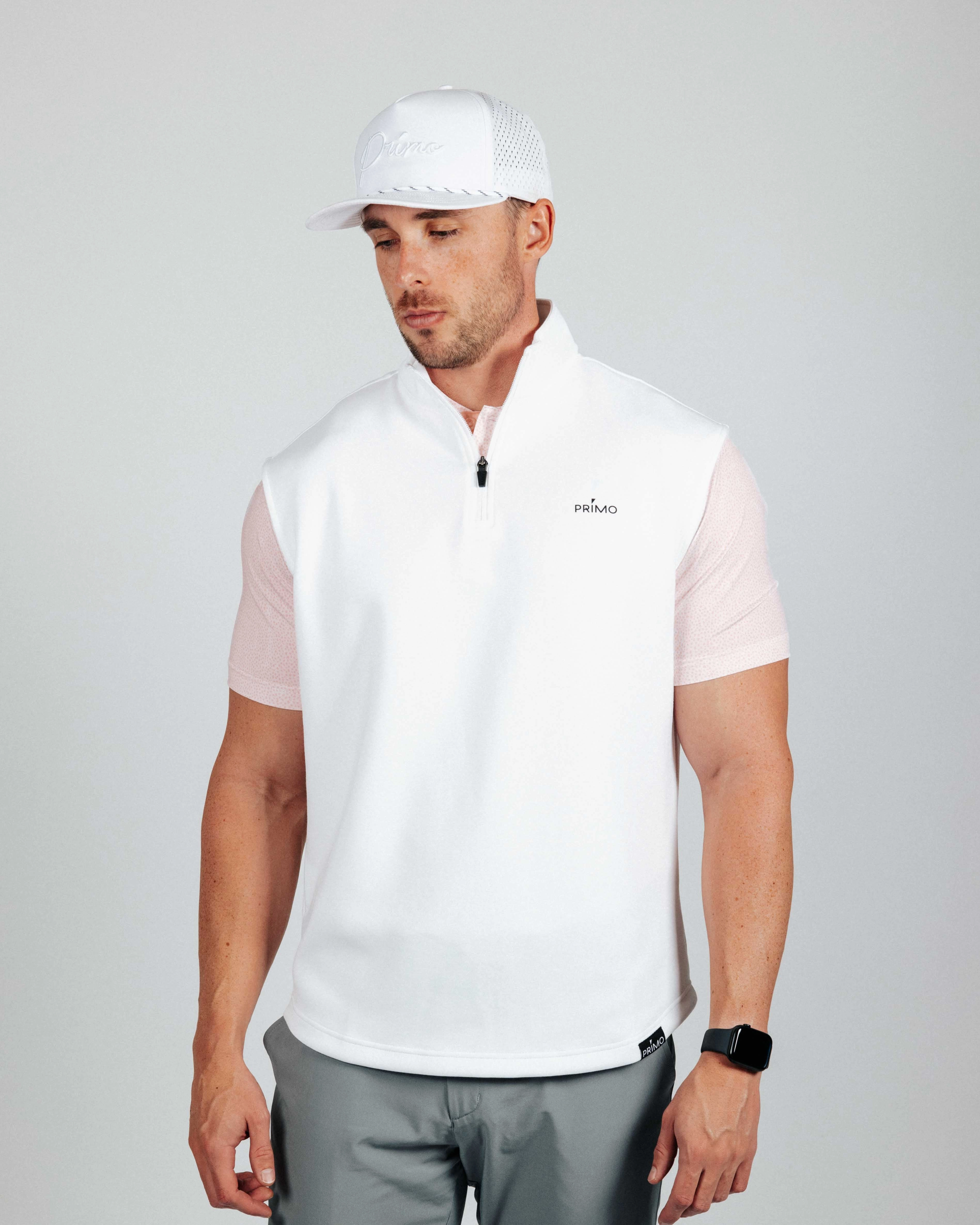 White Quarter Zip Vest Cross Ventilation Channels