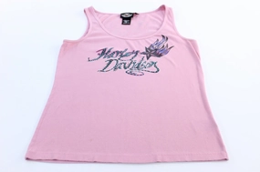 Cool Texture Full Sleeve Design Women's Harley Davidson Motorcycles Pink Tank Top