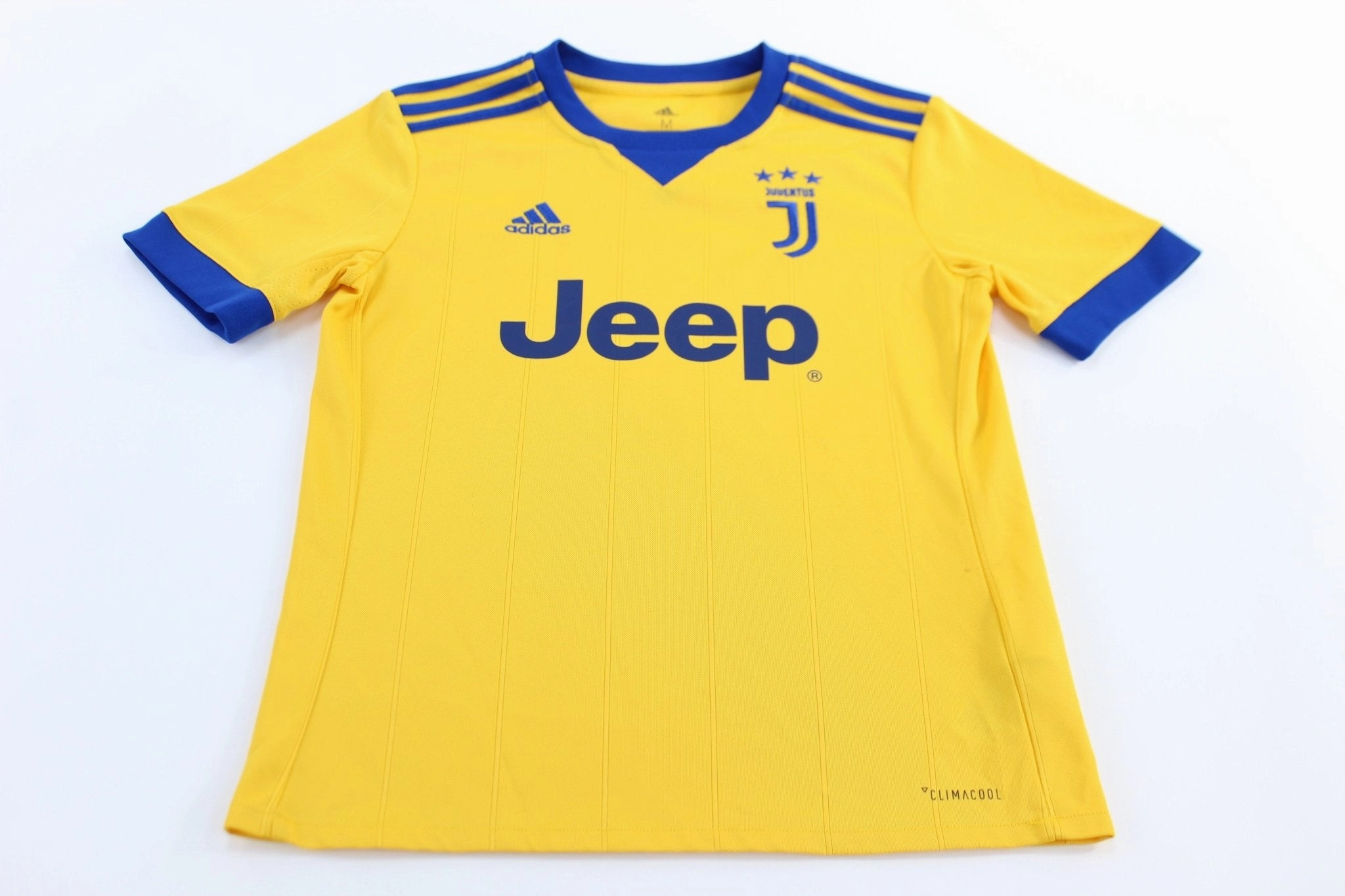 Urban Street Youth Adidas Embroidered Logo Juuventus Blue & Yellow Striped Soccer Jersey