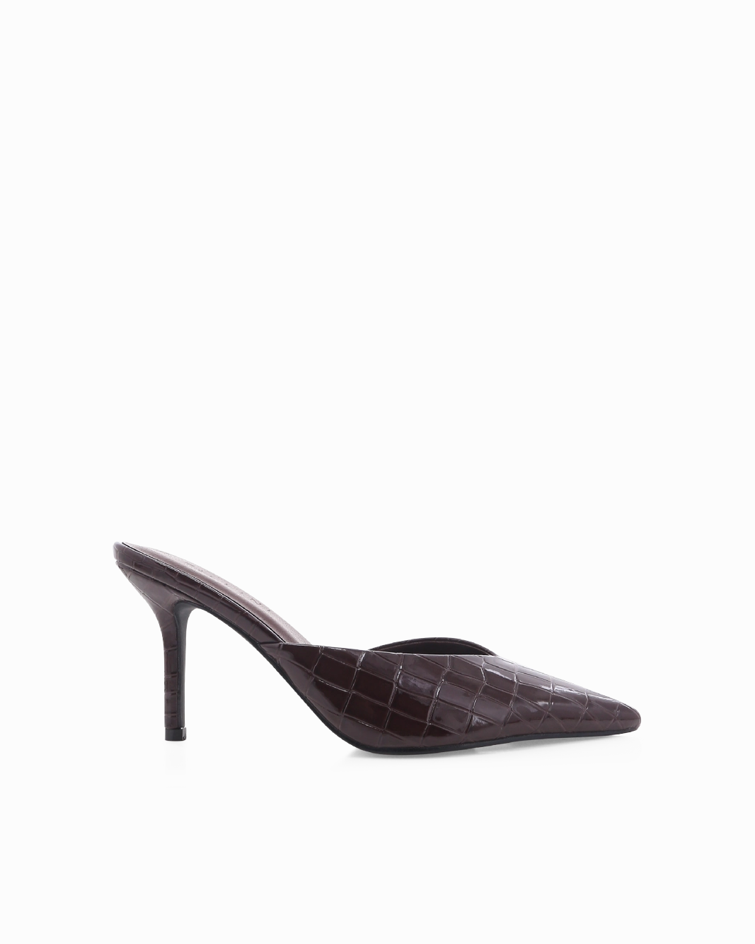 KAREY - DARK CACAO PATENT CROC Casual Feel Simple Lines