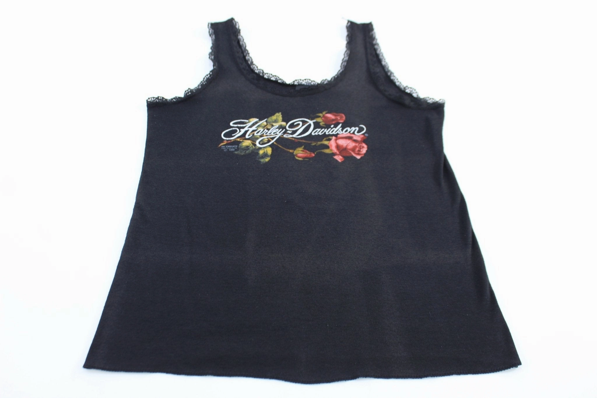 Quick Release Moisture Transfer Women's 1990 3D Emblem Harley Davidson Rose Graphic Tank Top
