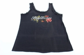 Quick Release Moisture Transfer Women's 1990 3D Emblem Harley Davidson Rose Graphic Tank Top