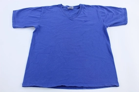 Women's 90's Nike Embroidered Swoosh Logo Blue V-Neck T-Shirt Versatile Comfort Style