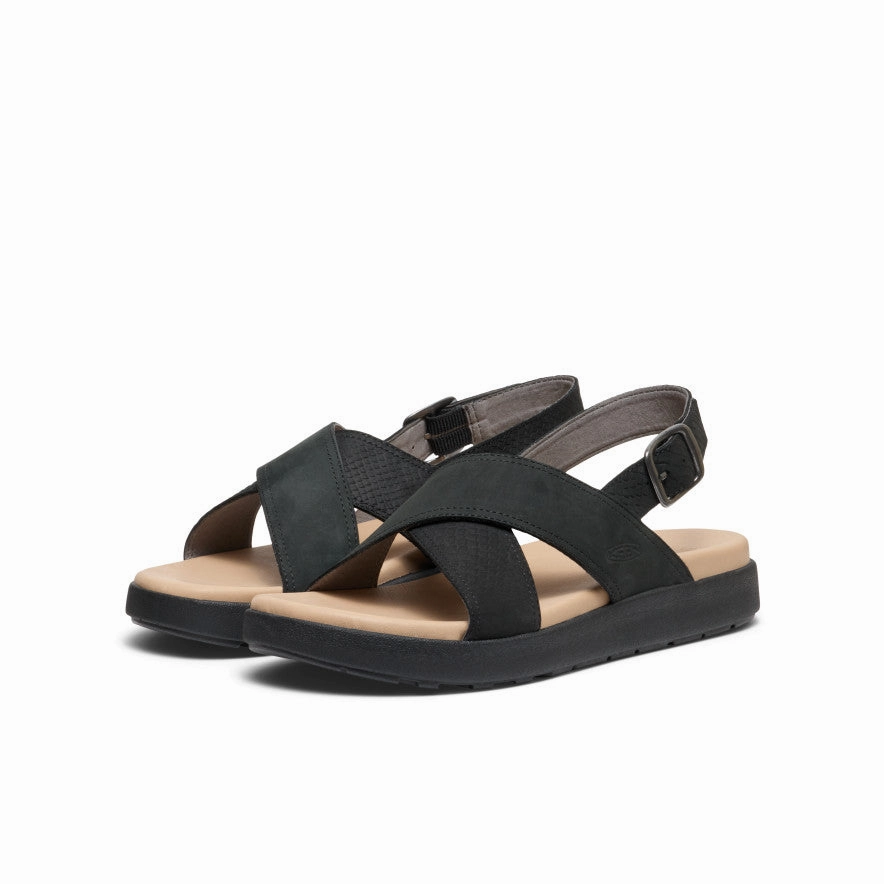Women's Elle Luxe Cross Strap Sandal  |  Black/Black Breathable Layer Marathon Day