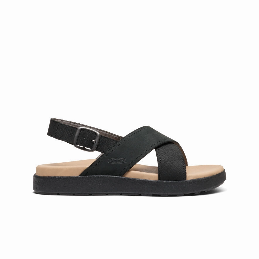 Slip In Stable Women's Elle Luxe Cross Strap Sandal  |  Black/Black