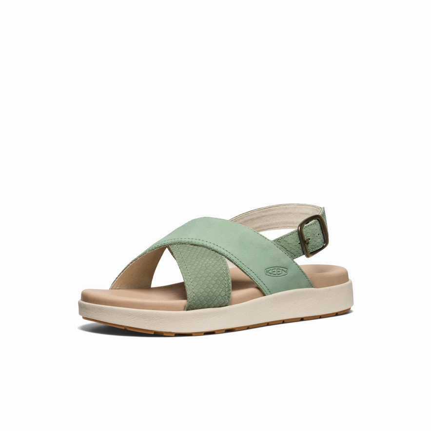 Soft Step Women's Elle Luxe Cross Strap Sandal  |  Granite Green/Granite Green