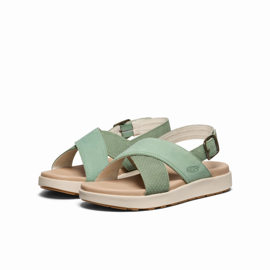Lace Up Women's Elle Luxe Cross Strap Sandal  |  Granite Green/Granite Green
