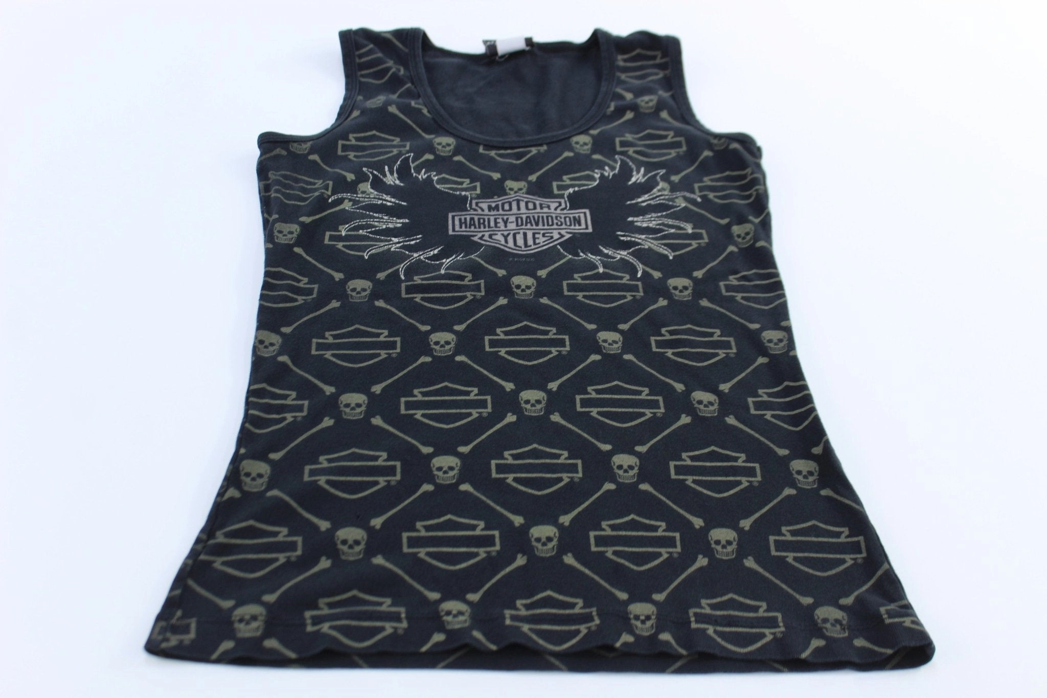 Raglan Sleeve Construction Ventilated Mesh Panel Women's Harley Davidson Motorcycles Amarillo, Texas Skulls Tank Top