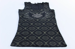 Raglan Sleeve Construction Ventilated Mesh Panel Women's Harley Davidson Motorcycles Amarillo, Texas Skulls Tank Top