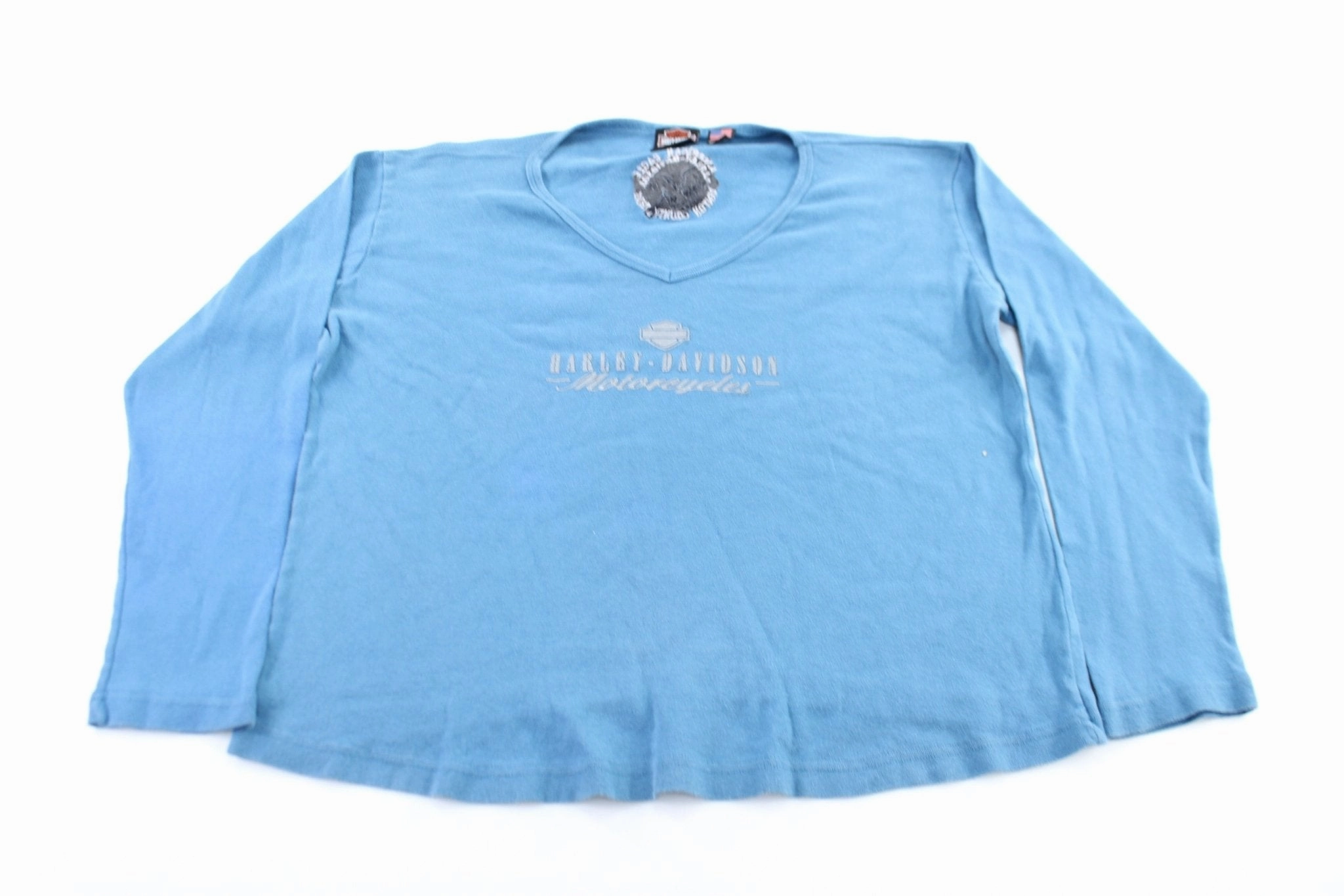 Ultimate Fit Women's Harley Davidson Motorcycles Embroidered Denton County LS T-Shirt