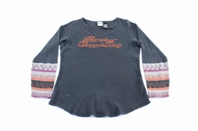 Women's Harley Davidson Motorcycles Embroidered LS T-Shirt Cool and casual
