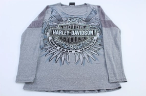 Women's Harley Davidson Motorcycles Grey LS T-Shirt SeamlessConstruction