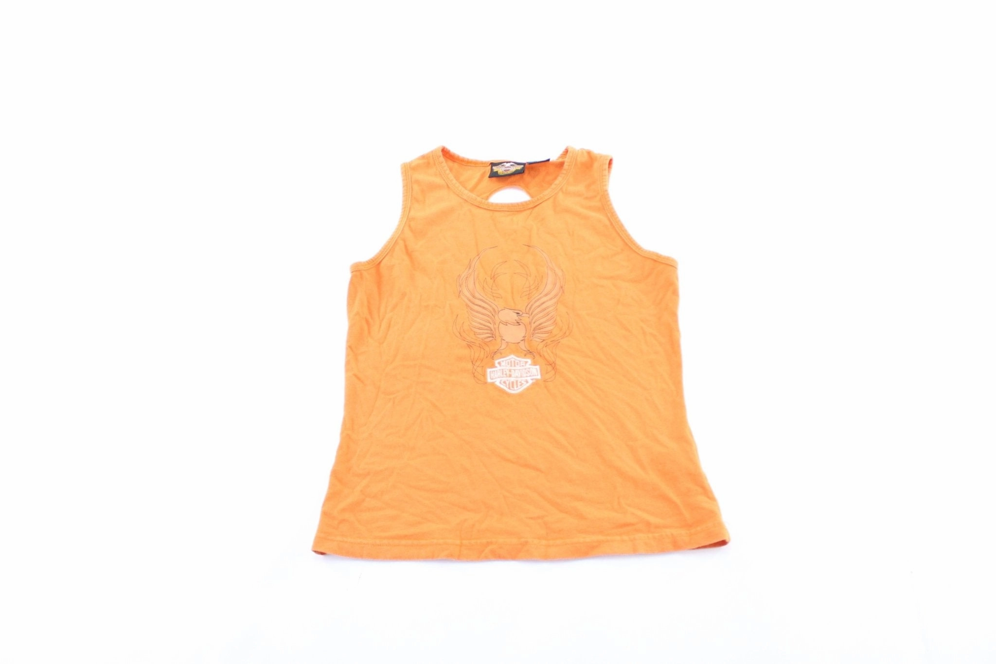 Women's Harley Davidson Motorcycles Orange Tank Top Colorfast Dye Methods Active Apparel