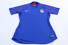 Women's Nike Embroidered Logo United States Blue Soccer Jersey Flexible Shoulder Design