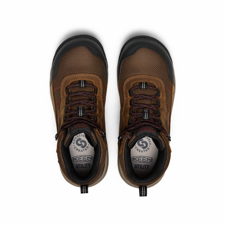 Women's Skokie Waterproof Work Boot (Carbon Toe)  |  Bison/Black Thermo Bonded Construction Breathable mesh panel