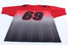 Light Reflective Trim Accent Heat Transfer Labels Y2K FUBU Red & Black #69 Embroidered Football Jersey