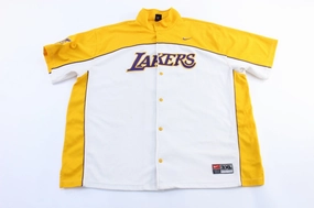 Y2K Nike Embroidered Logo Los Angeles Lakers Warm Up Jersey Multi Directional Breathability Quick Flex
