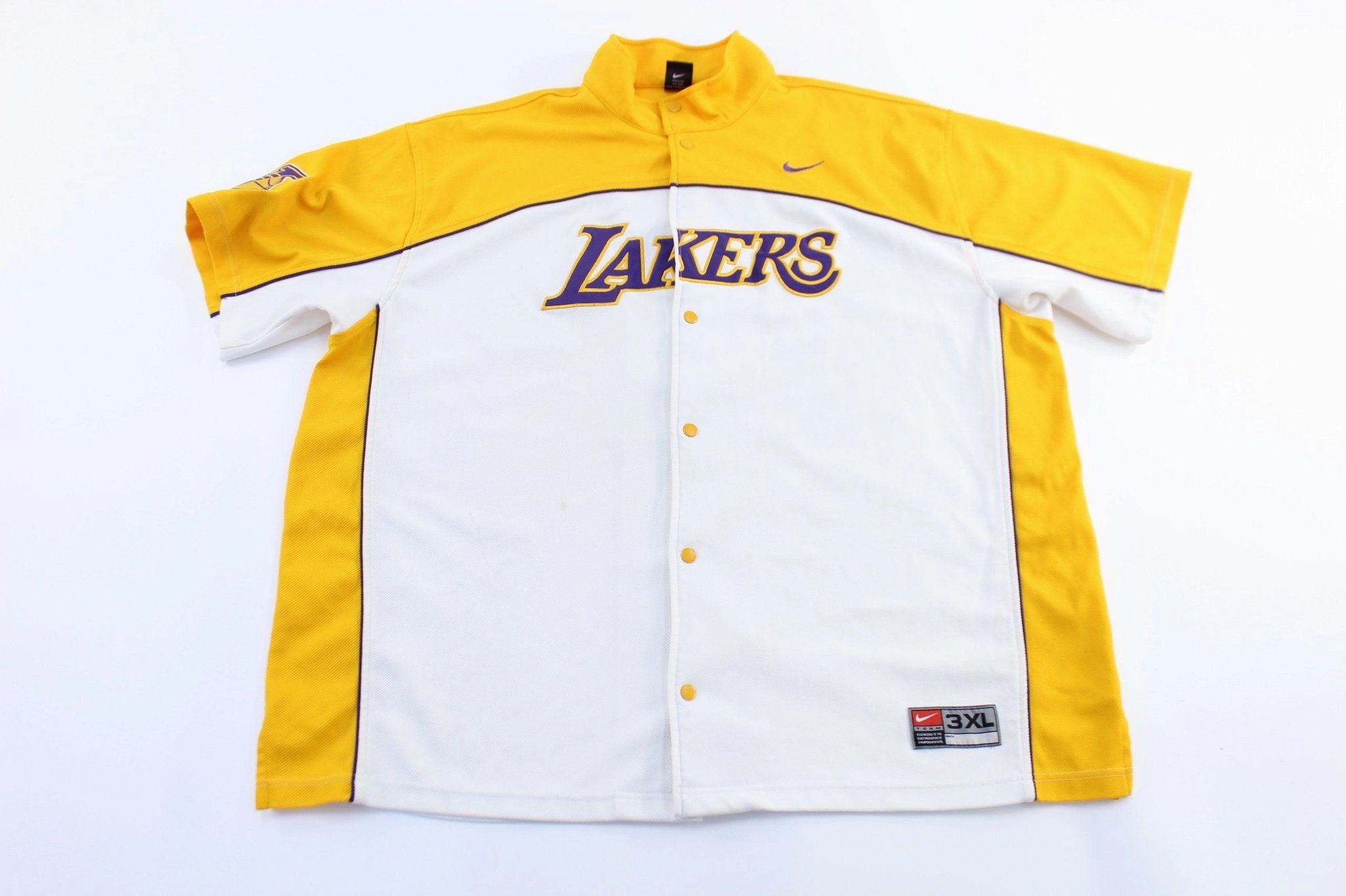 Y2K Nike Embroidered Logo Los Angeles Lakers Warm Up Jersey Multi Directional Breathability Quick Flex