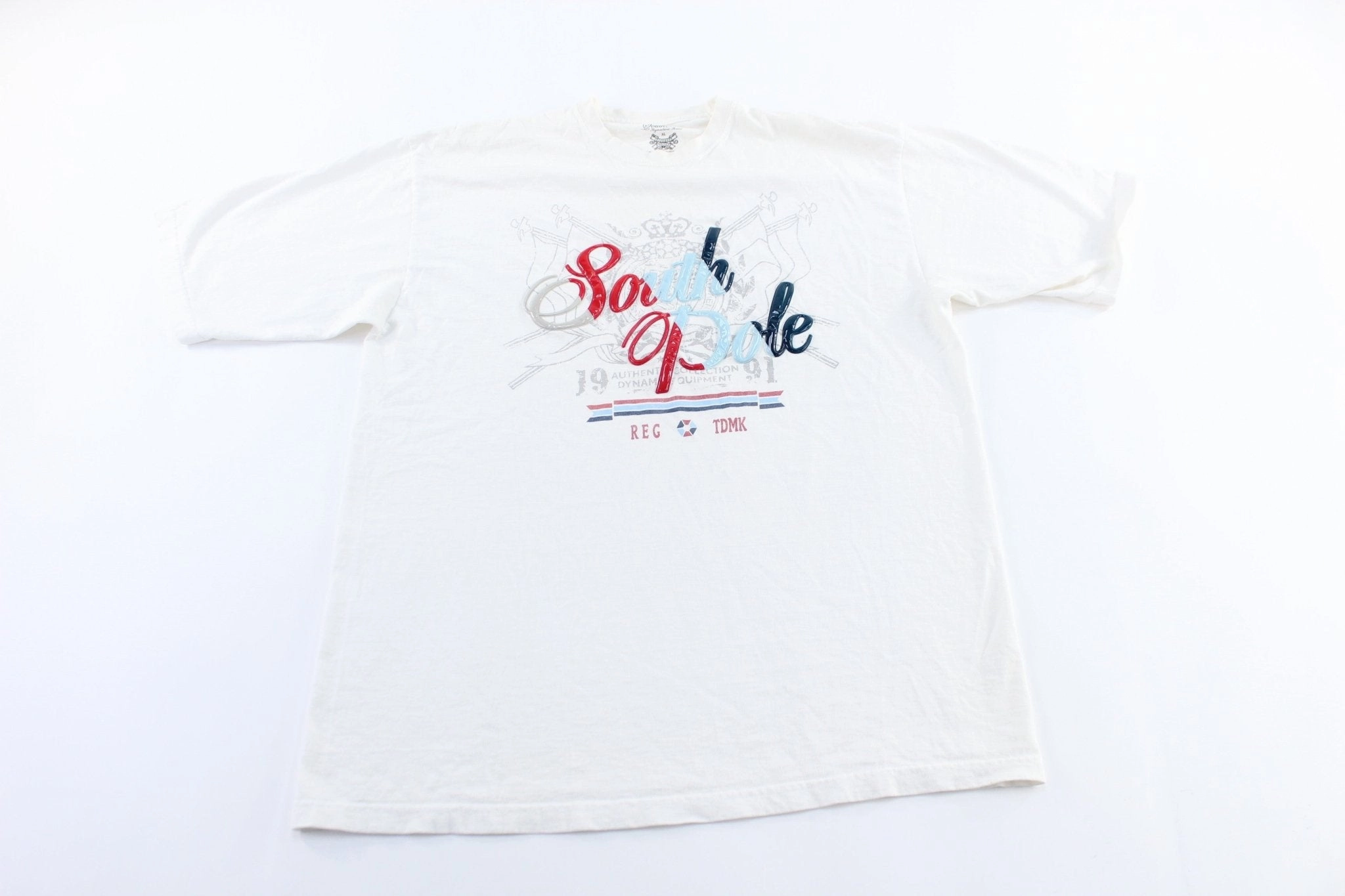 Y2K South Pole Multicolor Graphic T-shirt Brushed Interior Lining Effortless Fashion