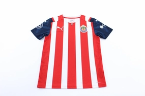 Youth Puma Logo Club Deportivo Guadalajara Striped Soccer Jersey Muscle Friendly Tagless label
