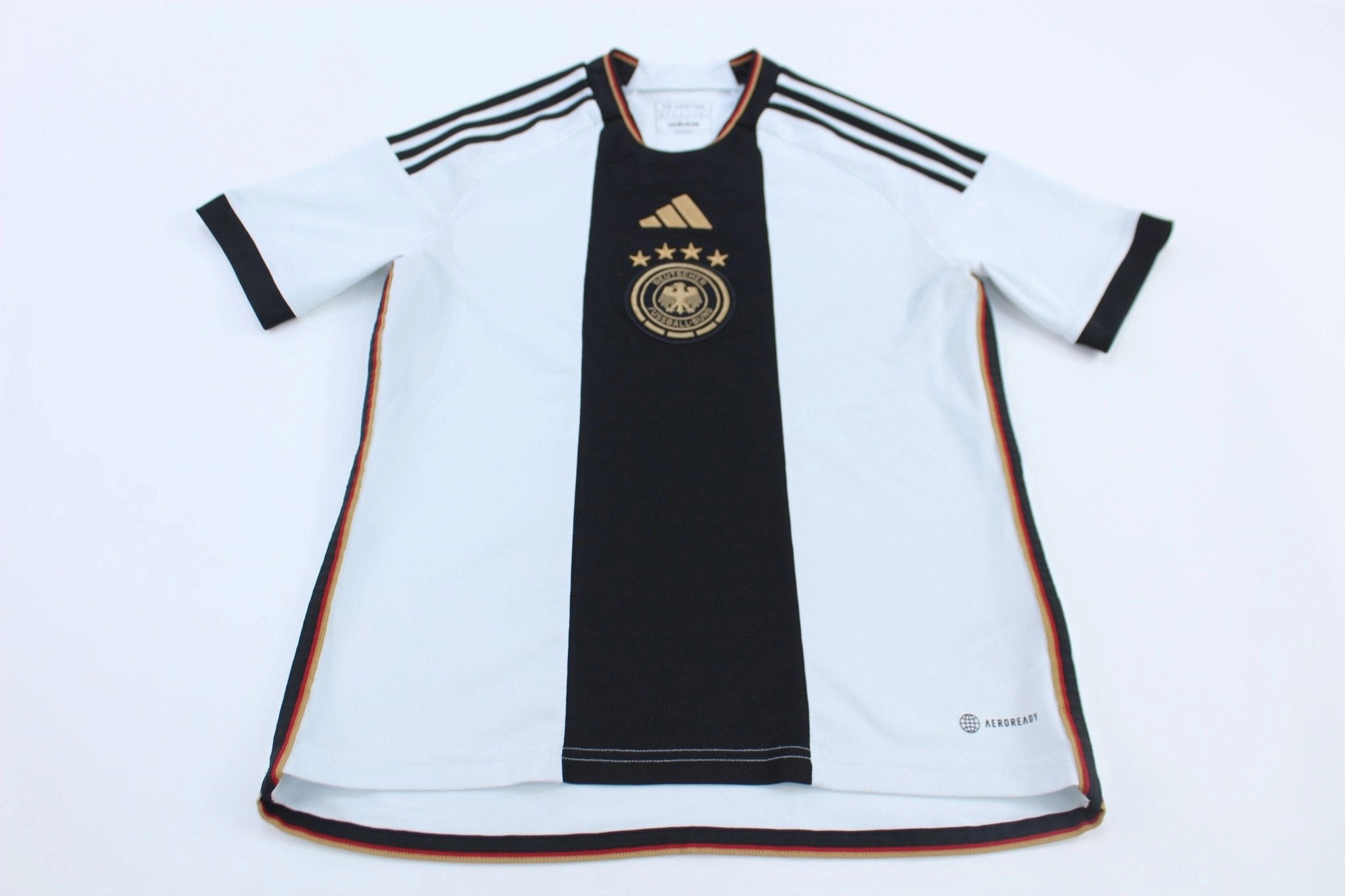 Dual Layer Wicking Properties Youth Adidas Embroidered Logo Germany Striped Soccer Jersey