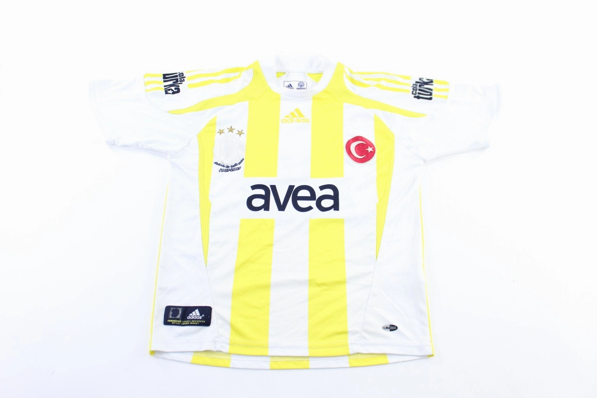 Soft Binding Edges Sport Performance Youth Fenerbahce White & Yellow Striped Soccer Jersey