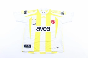 Soft Binding Edges Sport Performance Youth Fenerbahce White & Yellow Striped Soccer Jersey